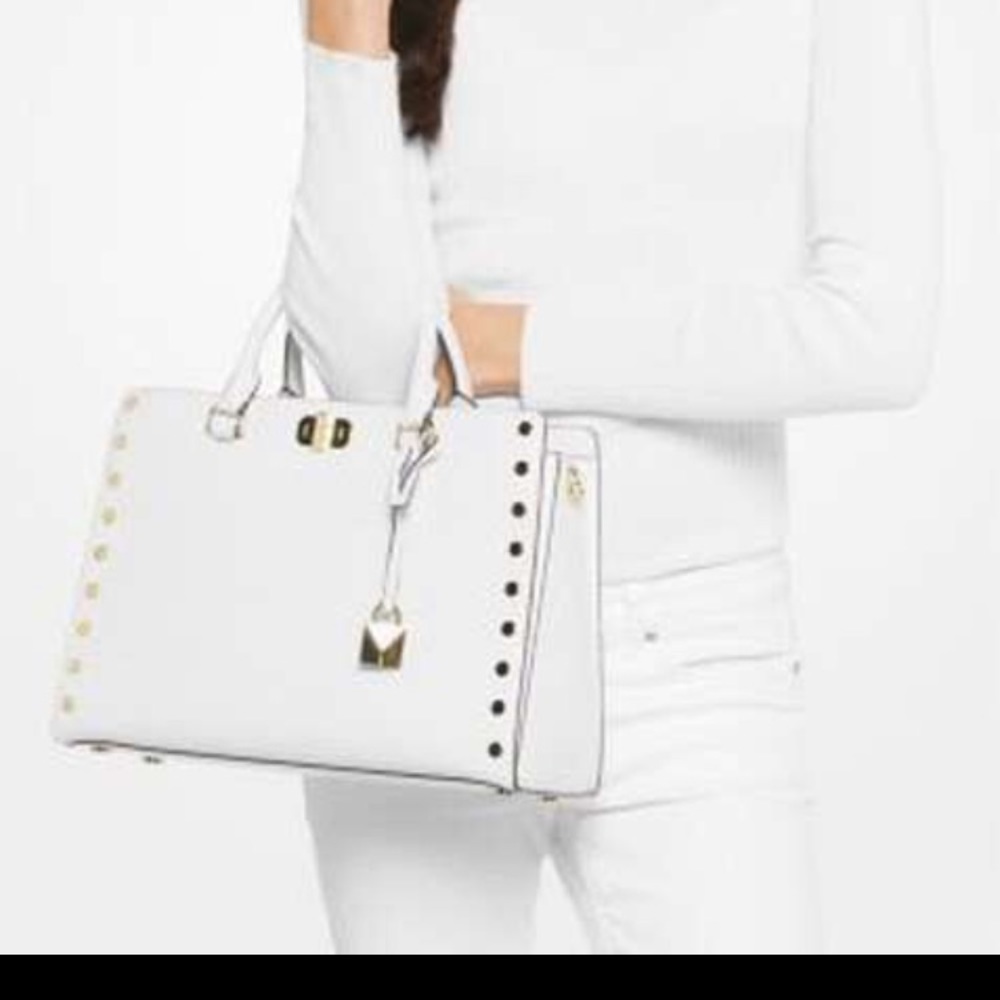 Michael Kors Optic Sylvia Large StuddedSatchel Bag